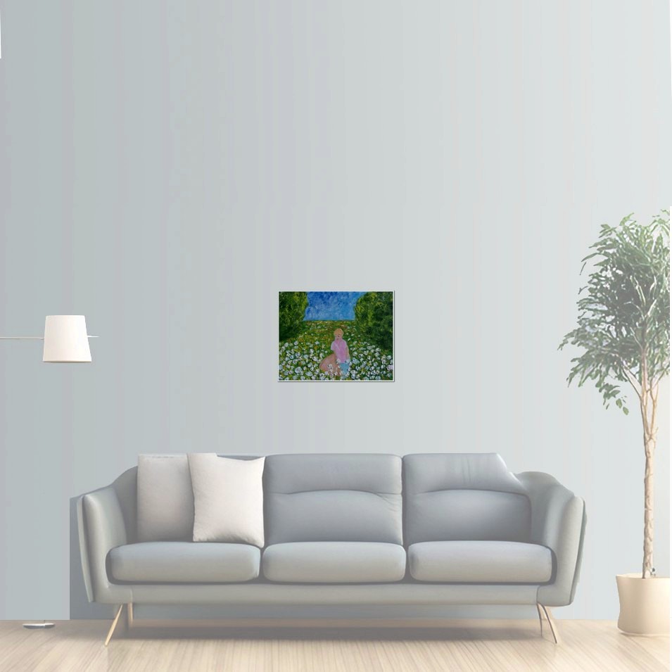Painting titled 'Girl in the cotton field, Louisiana' by Monica Fallini