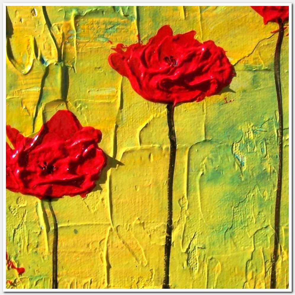 Painting titled 'Contemplation, red Poppies' by Monica Fallini