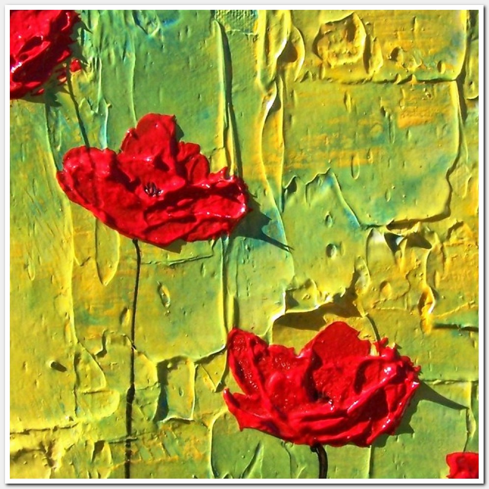 Painting titled 'Contemplation, red Poppies' by Monica Fallini