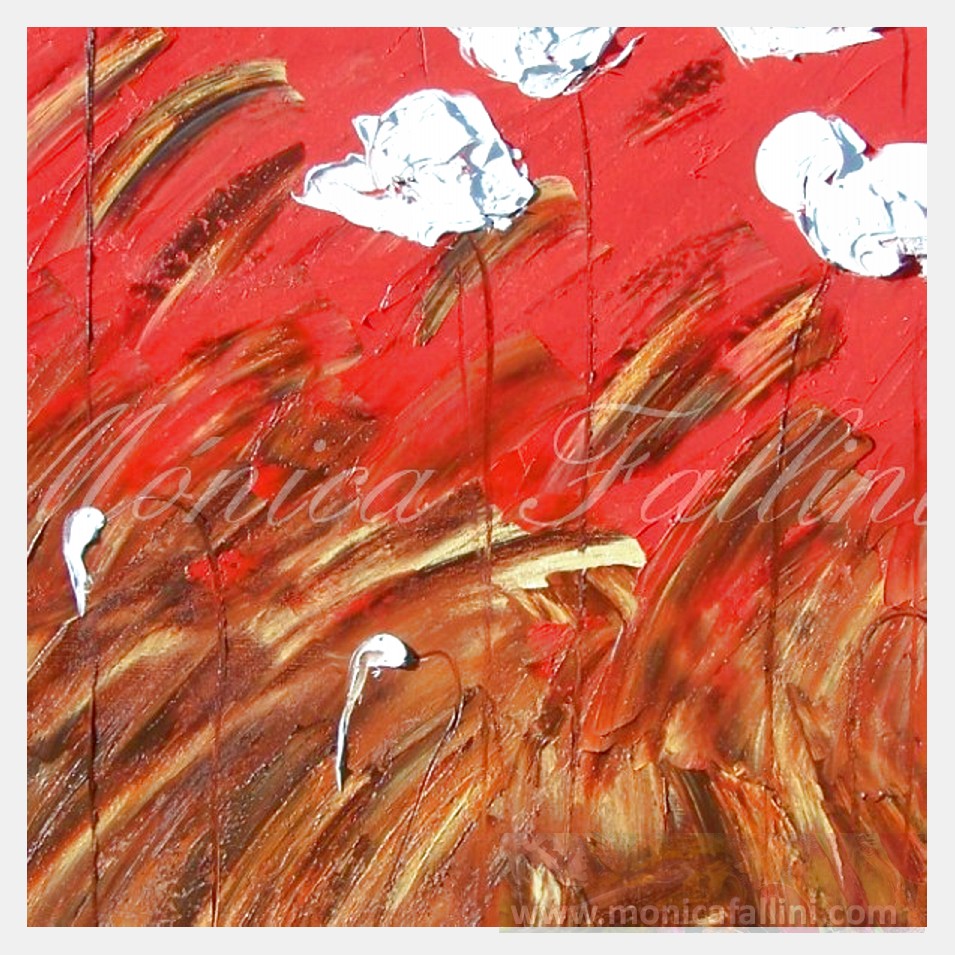 Painting titled 'White Poppies in the field ' by Monica Fallini