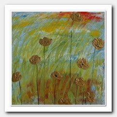 Spring landscape with golden Poppies