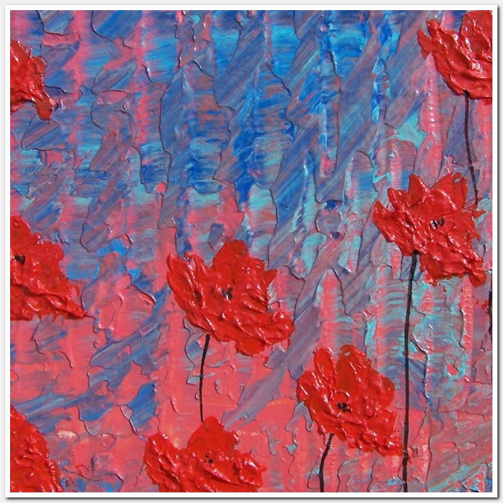 Painting titled 'Red Poppies abstraction' by Monica Fallini