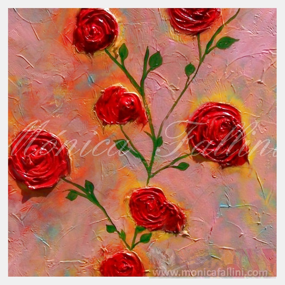 Painting titled 'Spring Roses' by Monica Fallini