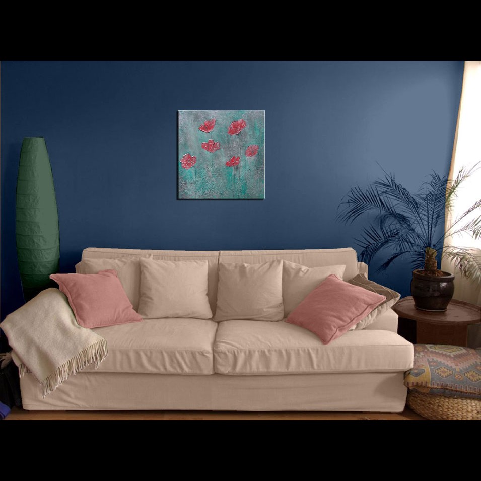Painting titled 'Vintage Poppies with silver' by Monica Fallini