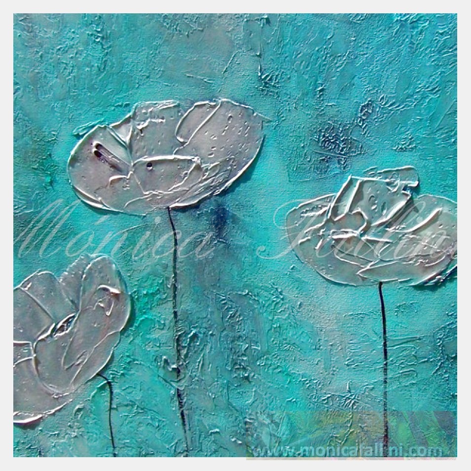 Painting titled 'Pearl vintage Poppies' by Monica Fallini