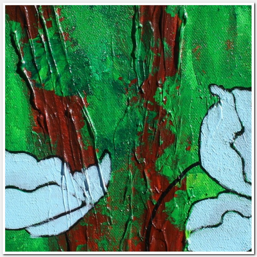 Painting titled 'Sky-blue Poppies, into the woods' by Monica Fallini