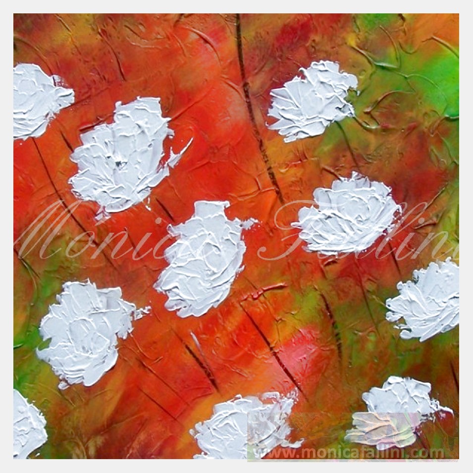 Painting titled 'Spring windy days,white Poppies' by Monica Fallini