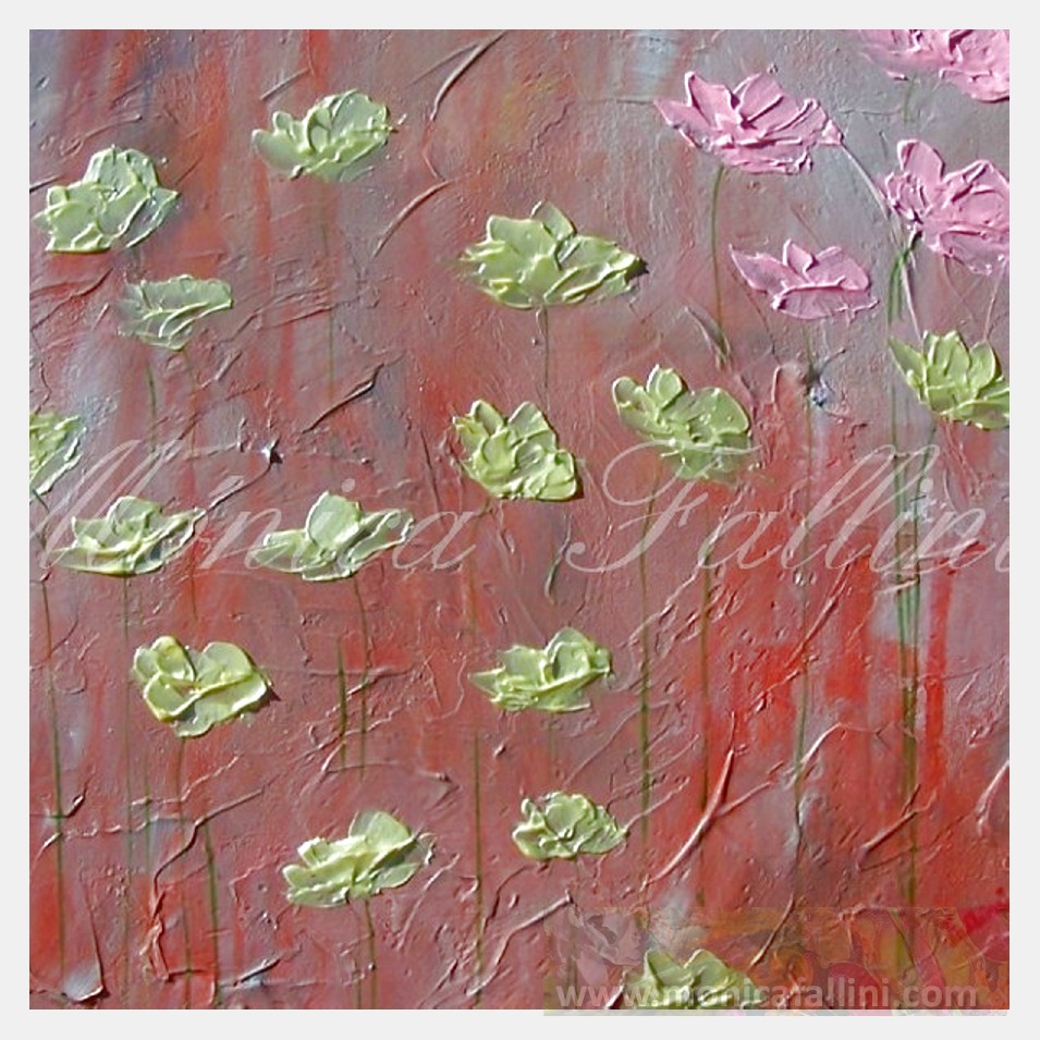 Painting titled 'Twenty-one pearls, Poppies' by Monica Fallini
