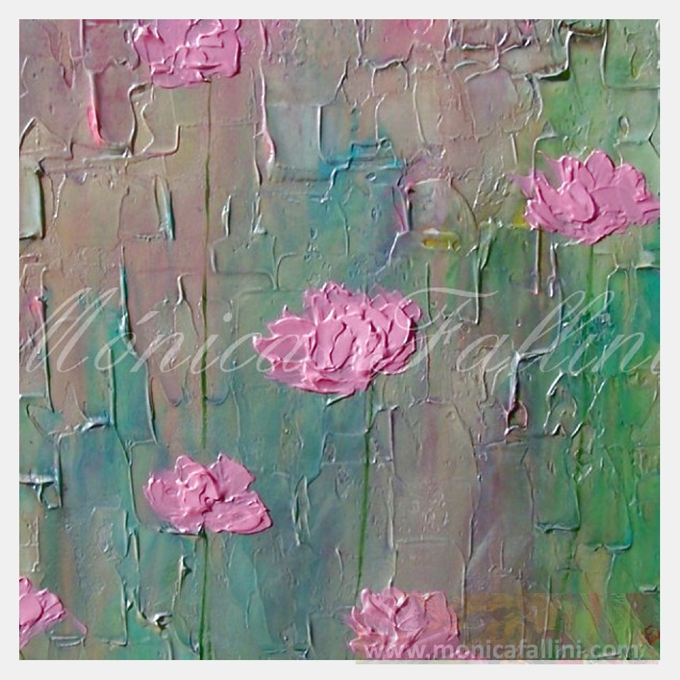 Painting titled 'Pink dreams, satin Poppies, pink Poppies' by Monica Fallini