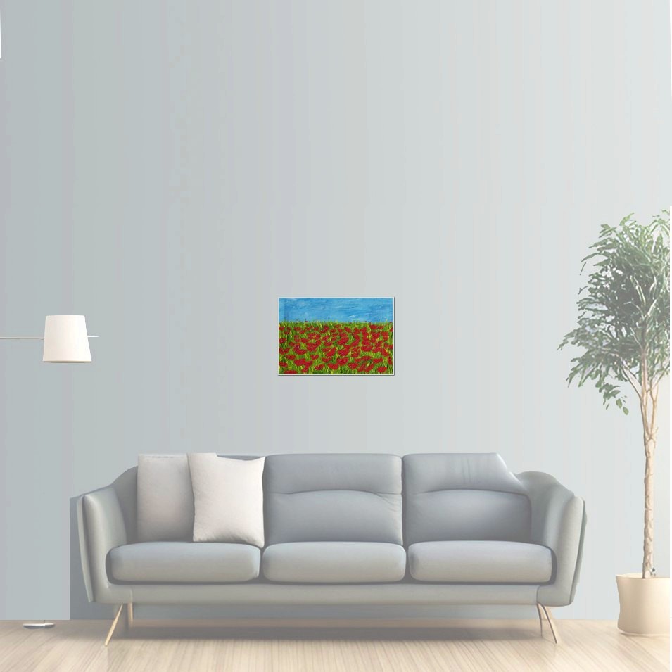 Painting titled 'Red dreams, field of Poppies, red Poppies' by Monica Fallini