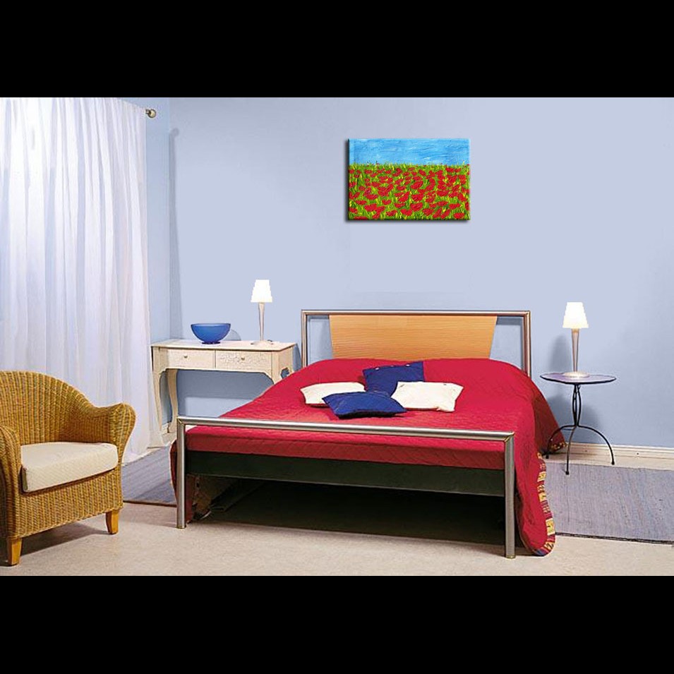 Painting titled 'Red dreams, field of Poppies, red Poppies' by Monica Fallini