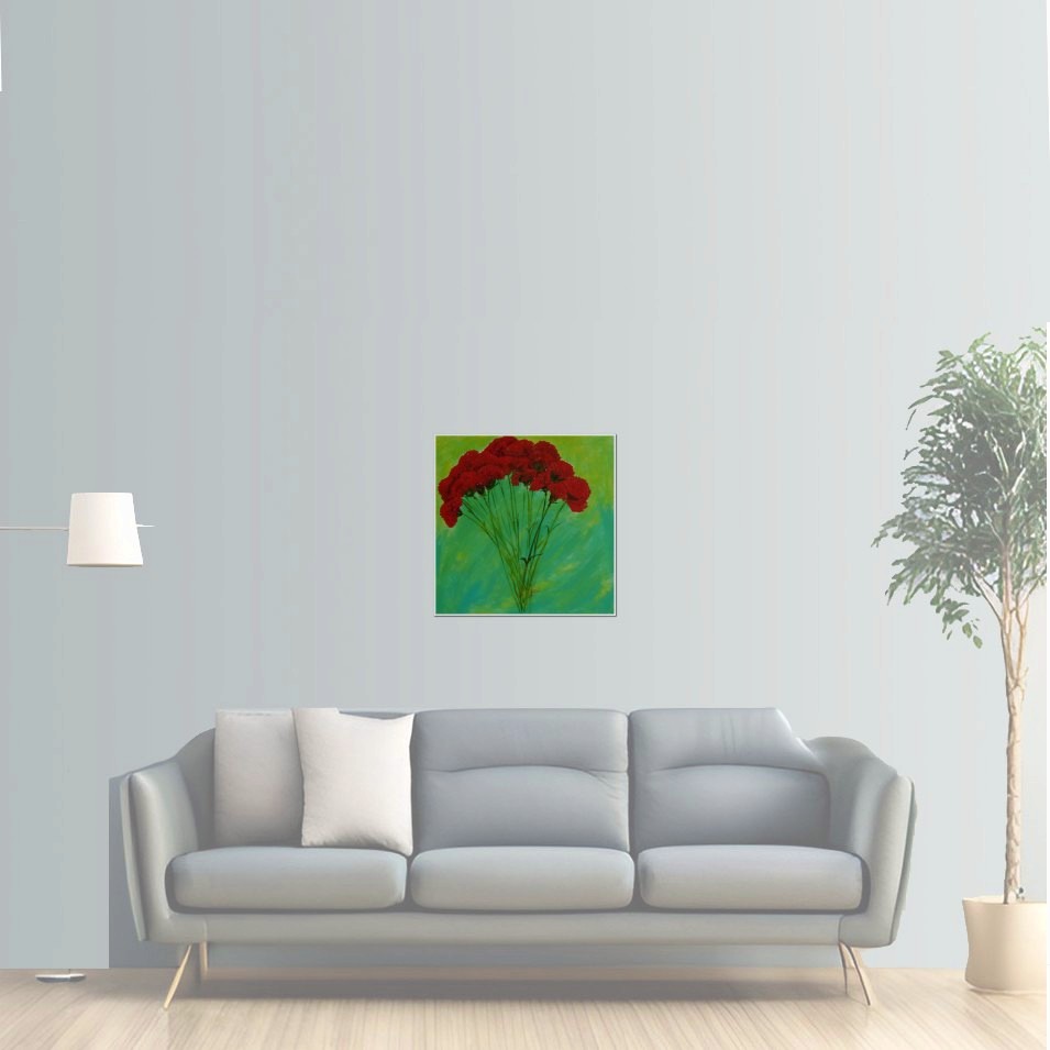 Painting titled 'Un ramo de Claveles, A bouquet of Carnations' by Monica Fallini