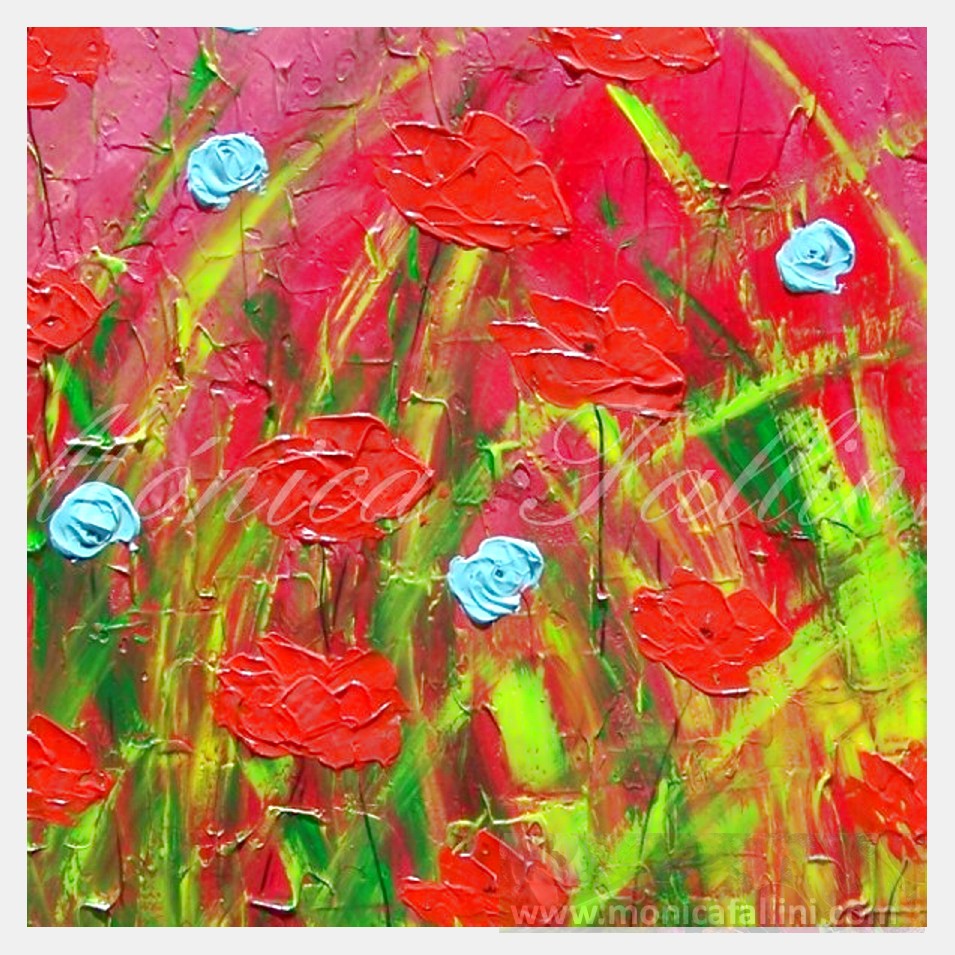Painting titled 'Poppies in the garden' by Monica Fallini