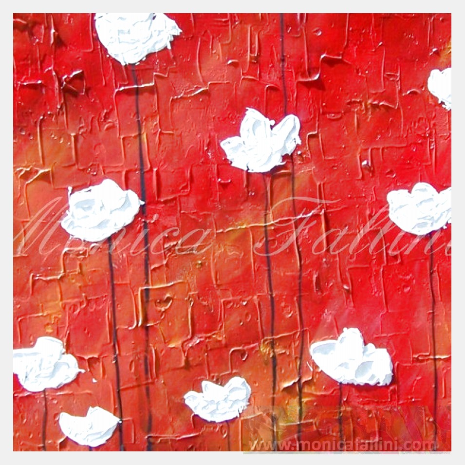 Painting titled 'Summer dawn, white Poppies' by Monica Fallini