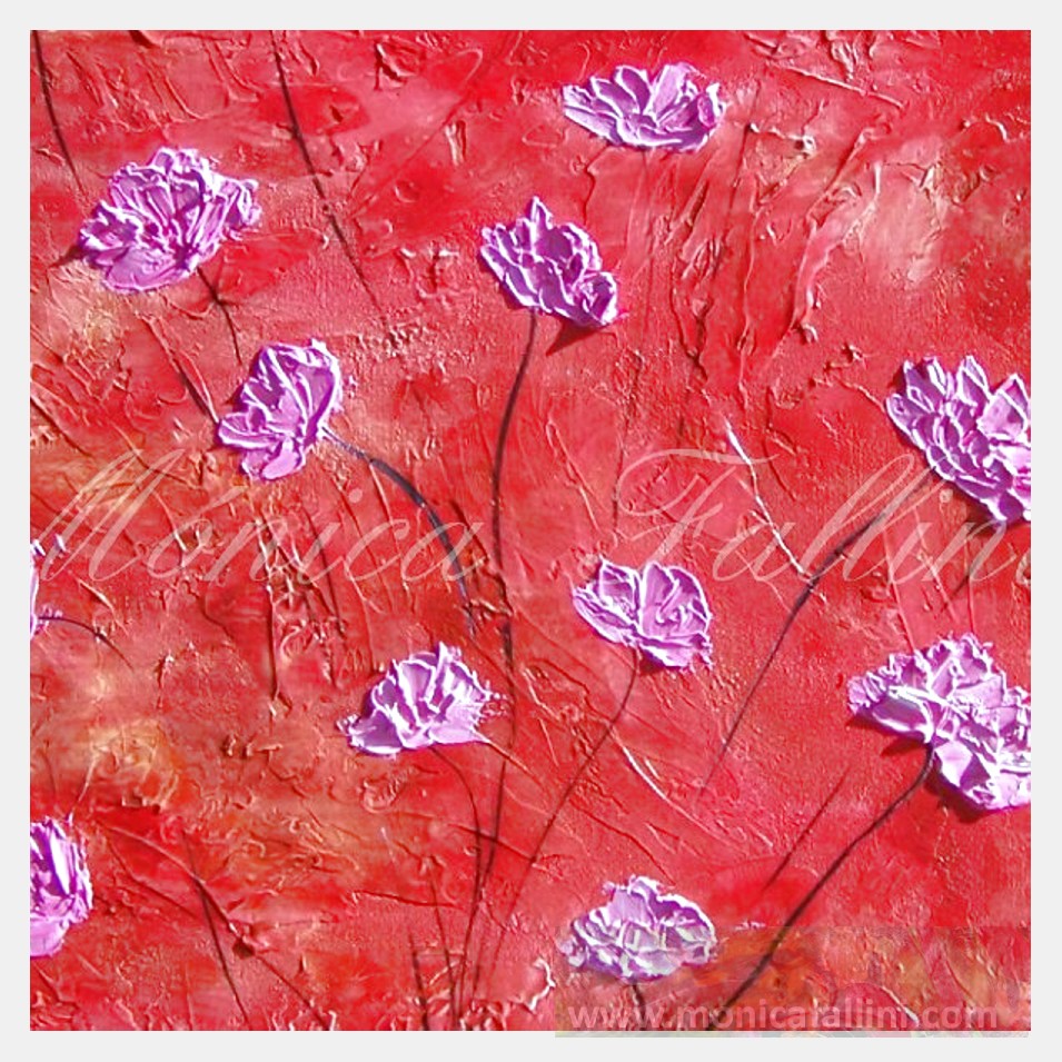 Painting titled 'Captivation pink Poppies' by Monica Fallini