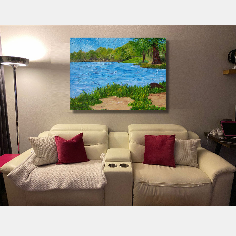 Painting titled 'Lake landscape' by Monica Fallini