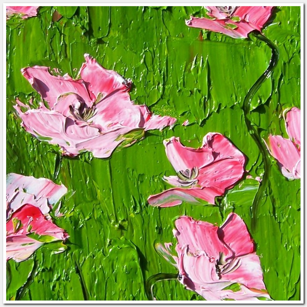 Painting titled 'Wild delight, pink Poppies' by Monica Fallini