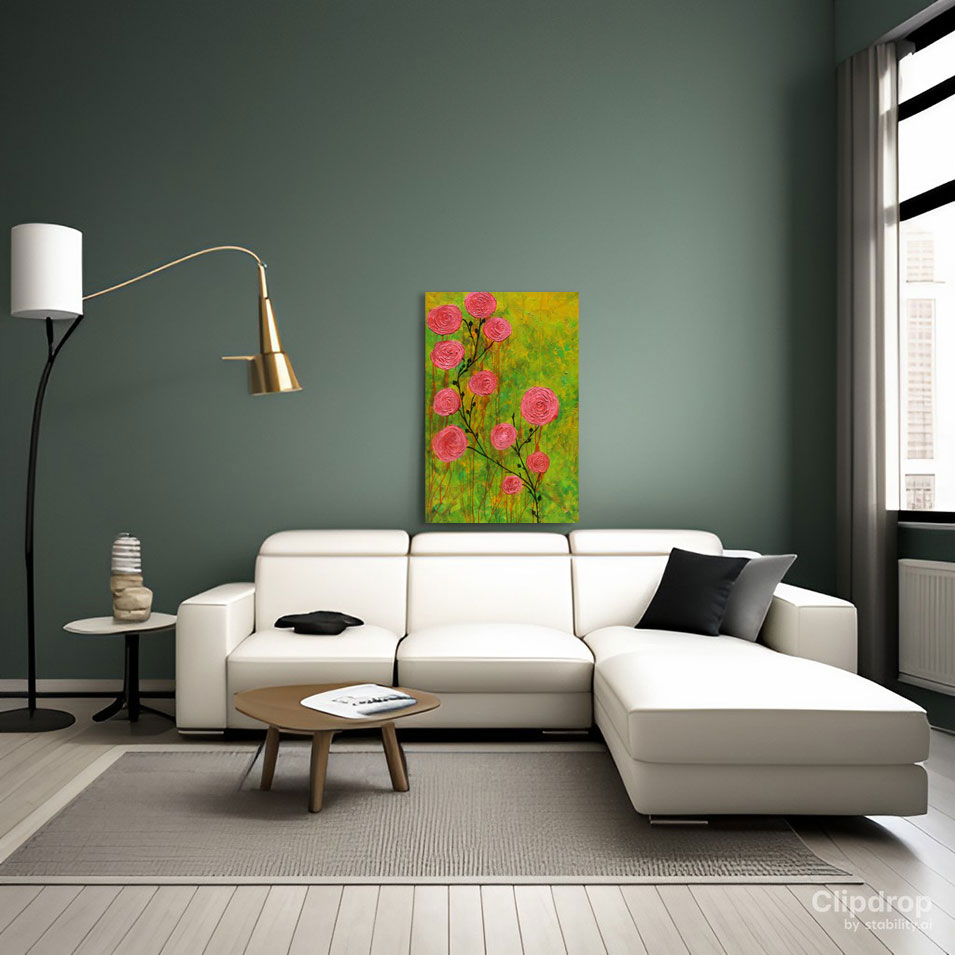 Painting titled 'Pink Roses' by Monica Fallini