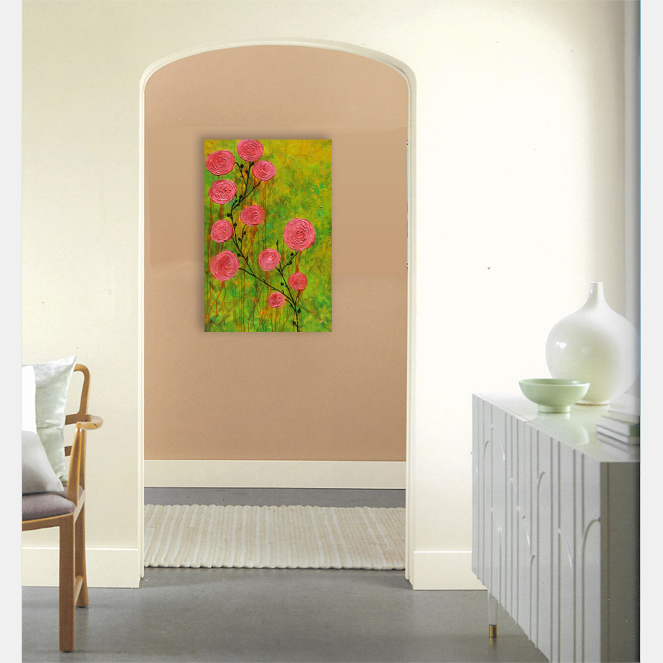 Painting titled 'Pink Roses' by Monica Fallini