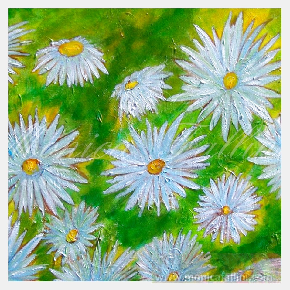 Painting titled 'Garden of Daisies' by Monica Fallini