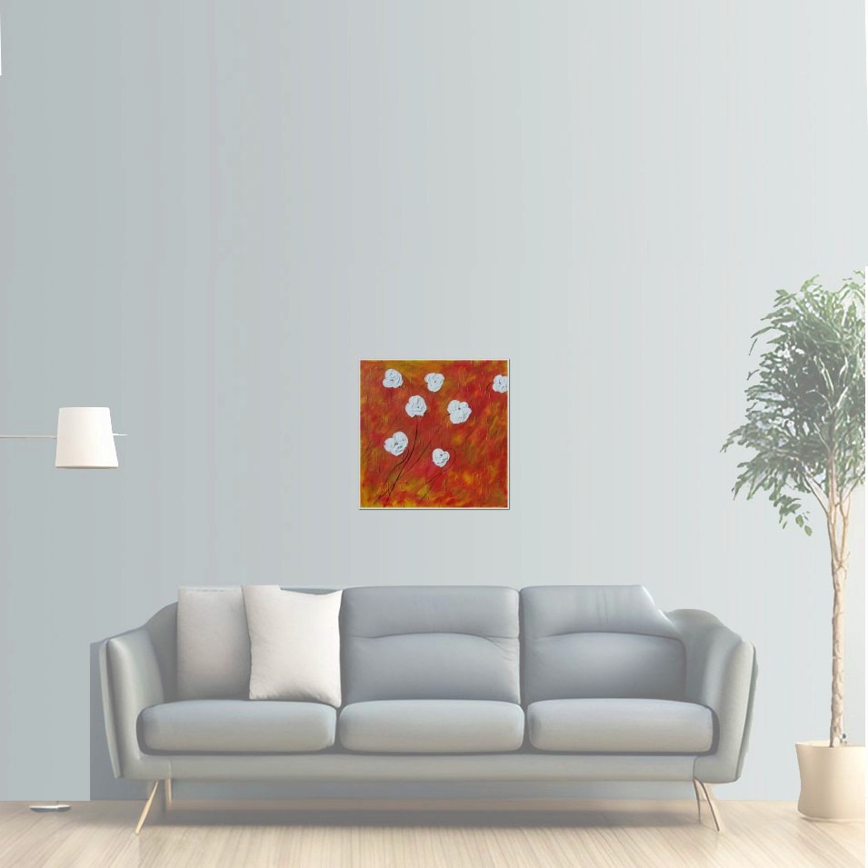 Painting titled '7 Poppies in Summer landscape' by Monica Fallini