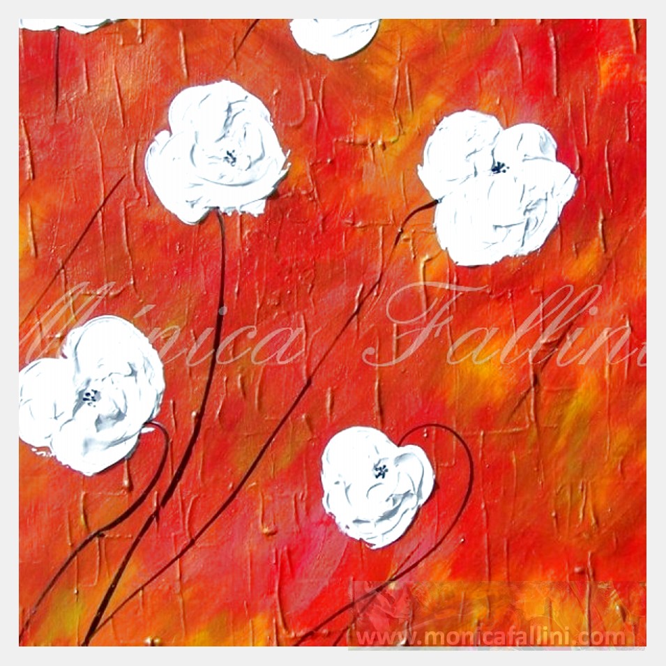 Painting titled '7 Poppies in Summer landscape' by Monica Fallini