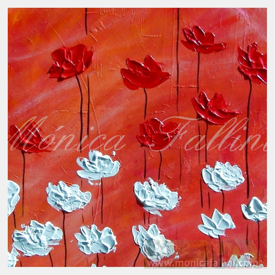 Painting titled 'Sunset Poppies' by Monica Fallini