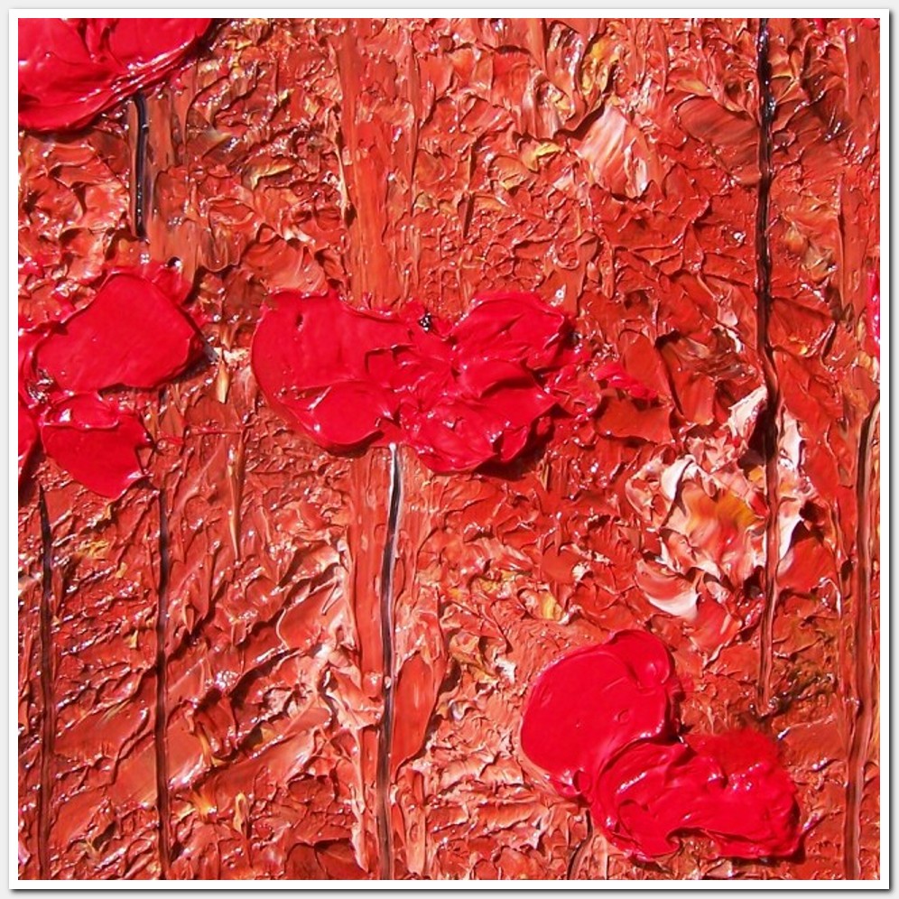 Painting titled 'Terracotta garden, red Poppies' by Monica Fallini