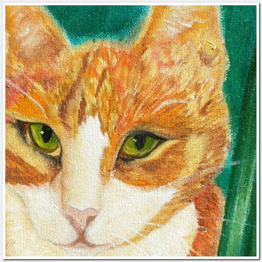 Painting titled 'Cat Orange. Cat Portrait' by Monica Fallini