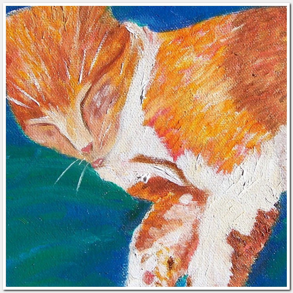 Painting titled 'Cat Orange, nap. ' by Monica Fallini
