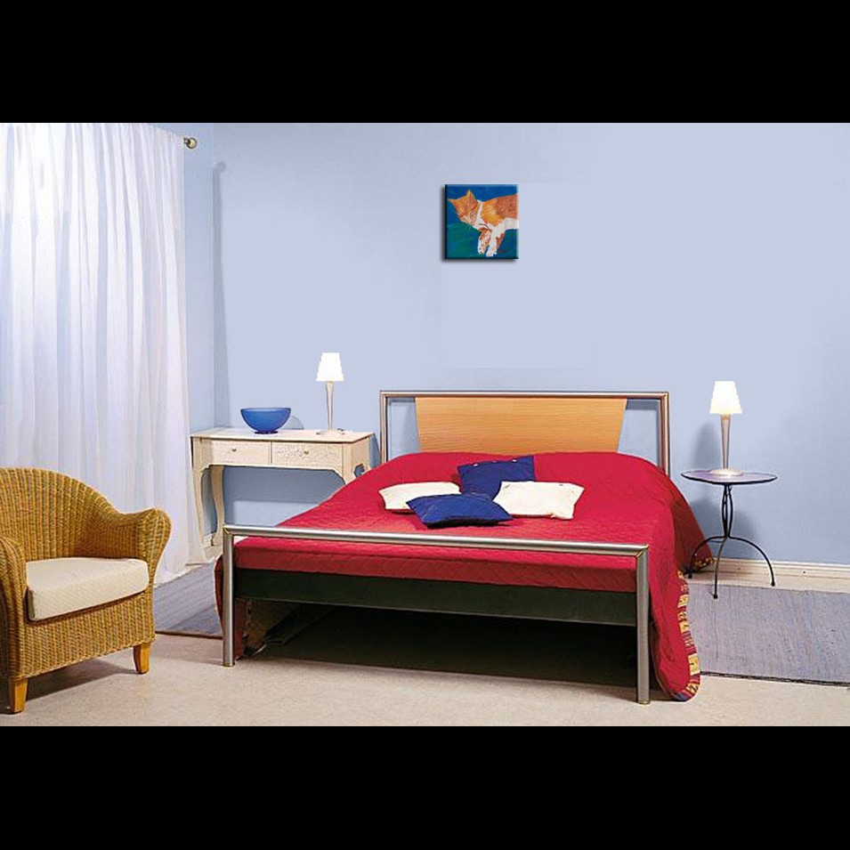 Painting titled 'Cat Orange, nap. ' by Monica Fallini