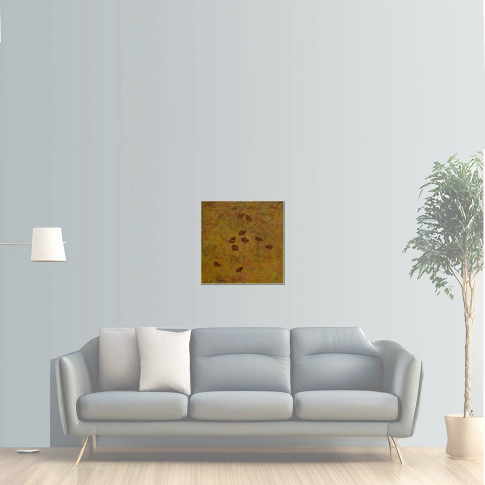 Painting titled 'Gold Poppies on gold, golden Poppies' by Monica Fallini