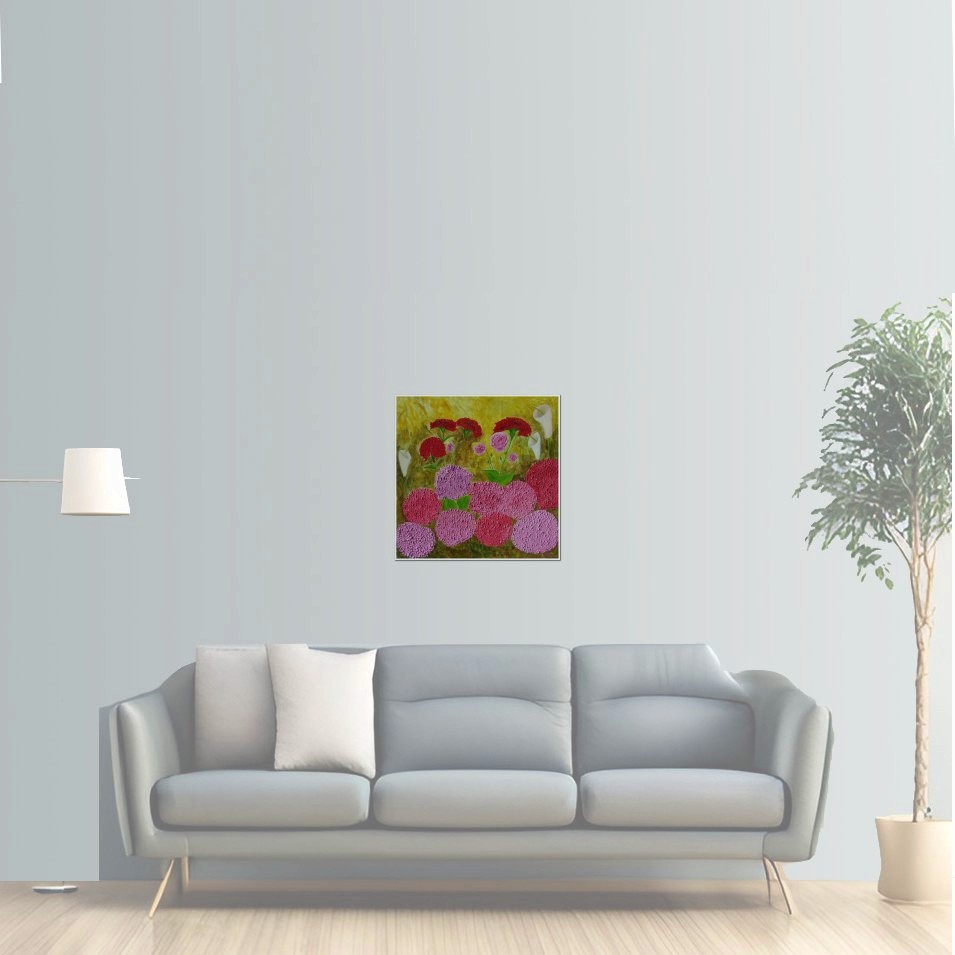 Painting titled 'A piece of Grandmother's garden, floral' by Monica Fallini