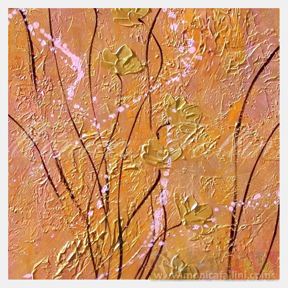 Painting titled 'Gold dancing Poppies, golden Poppies' by Monica Fallini