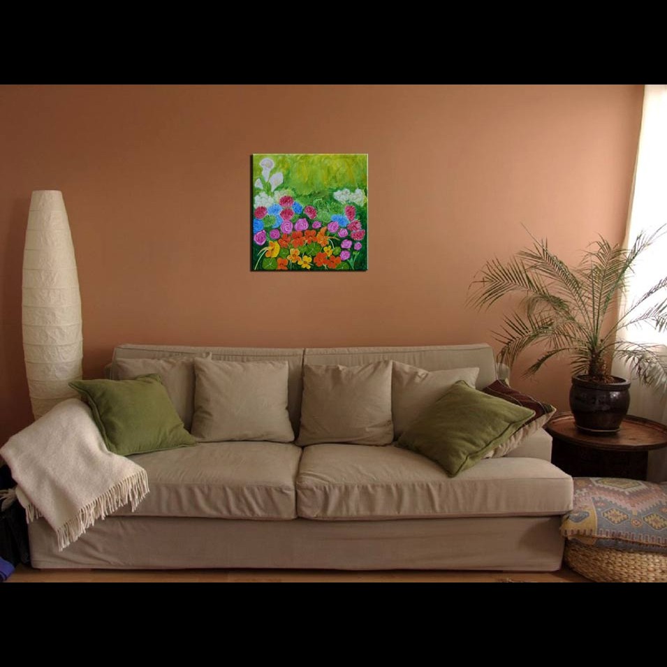 Painting titled 'A piece of Grandmother's garden #2, floral' by Monica Fallini
