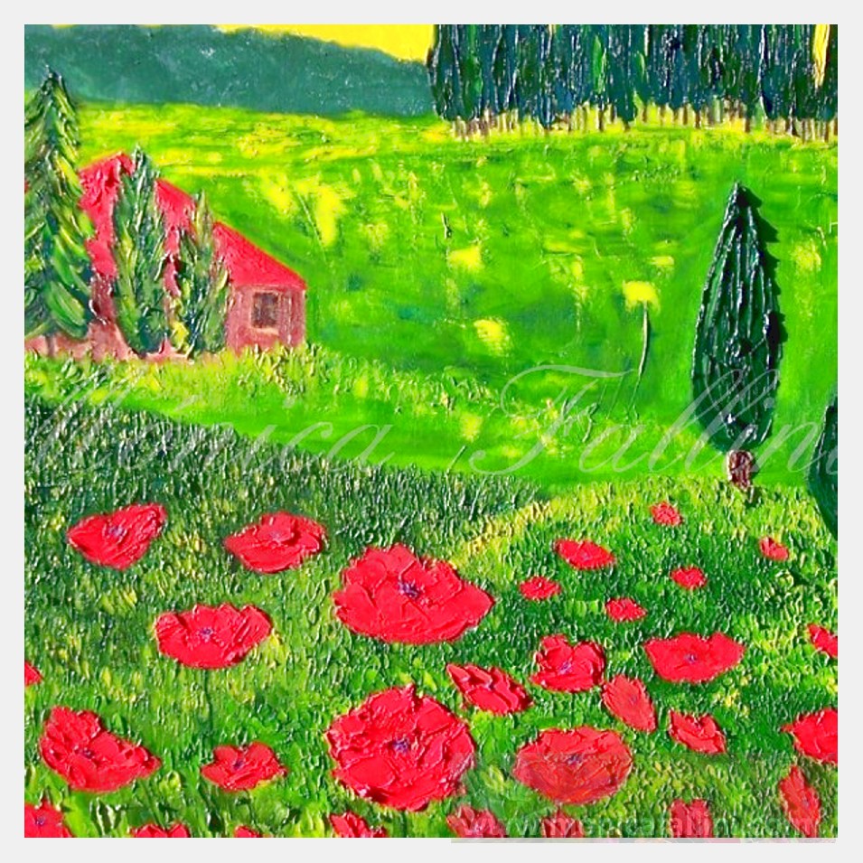 Painting titled 'Tuscan italian Poppies' by Monica Fallini