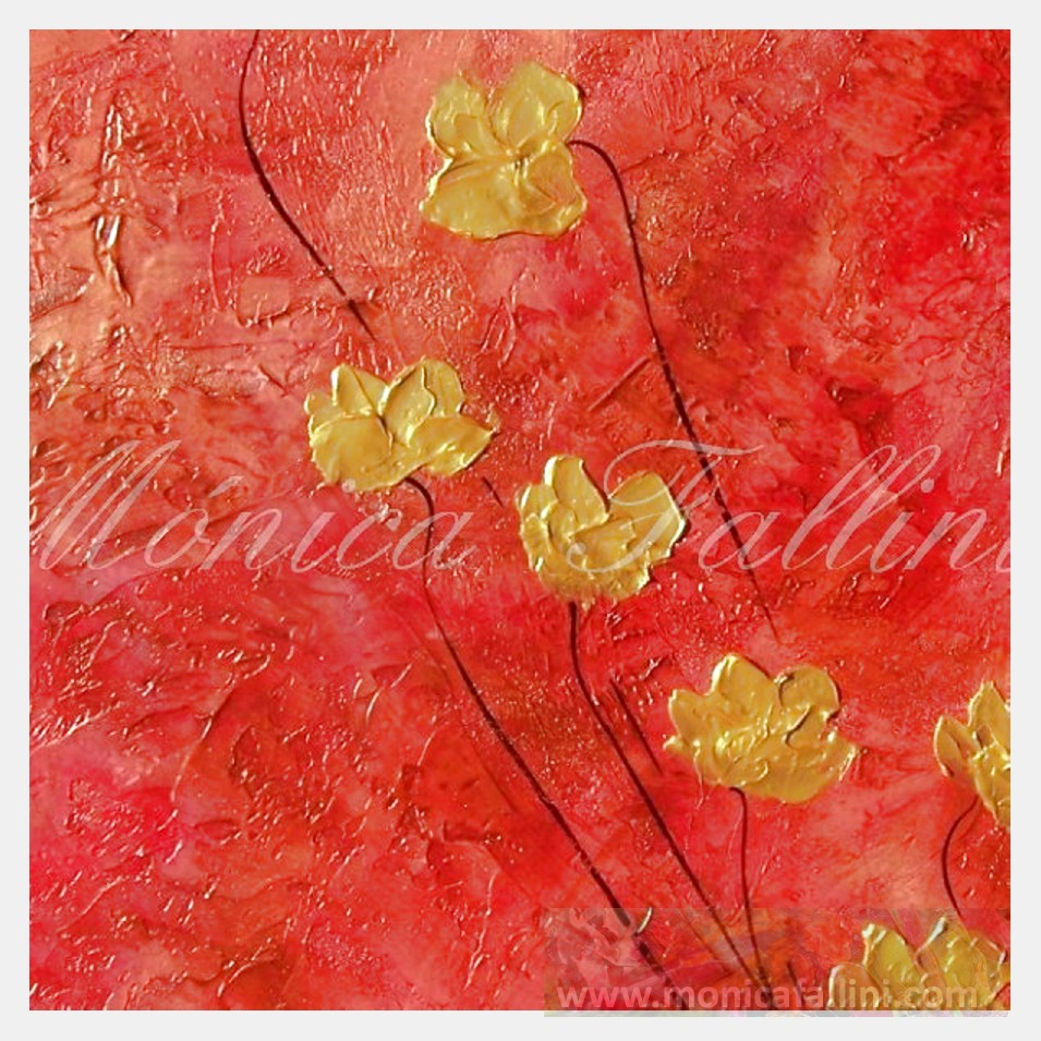 Painting titled 'Gold Poppies in Autumn, golden Poppies' by Monica Fallini