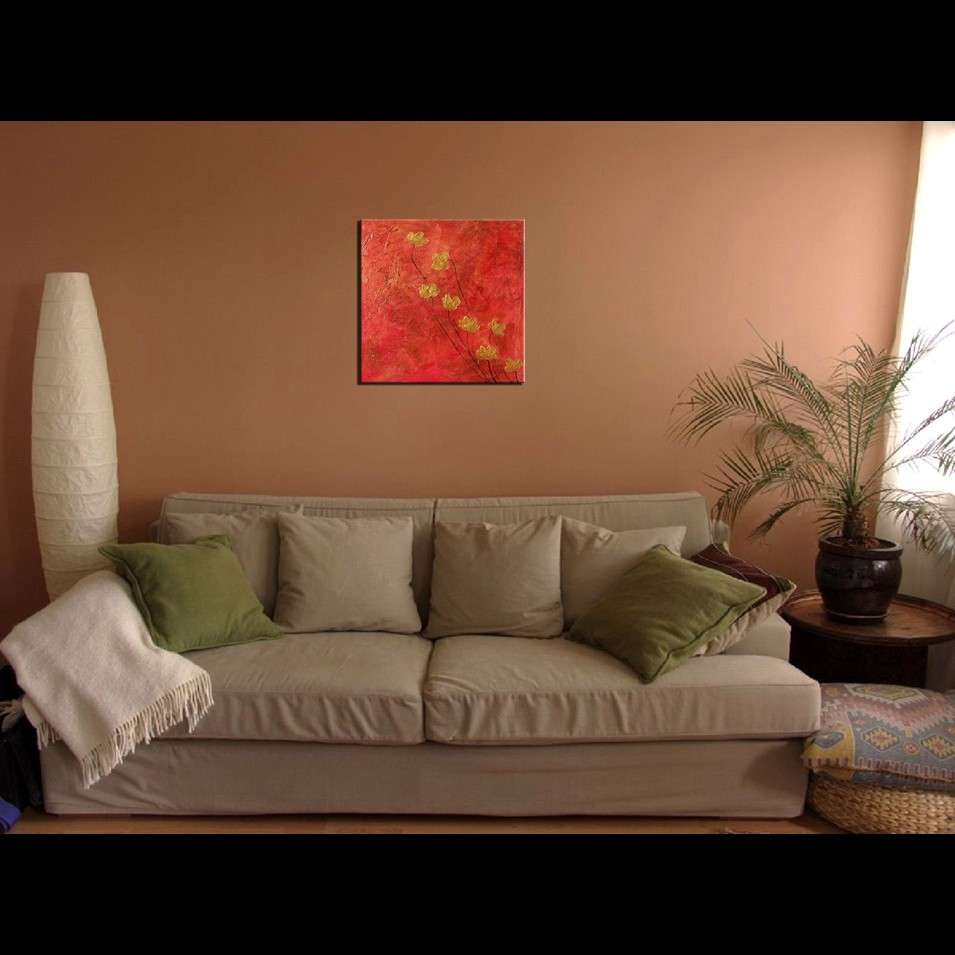 Painting titled 'Gold Poppies in Autumn, golden Poppies' by Monica Fallini