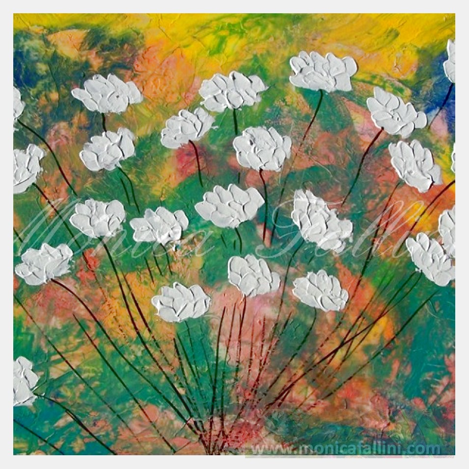 Painting titled 'Bouquet of white Poppies' by Monica Fallini