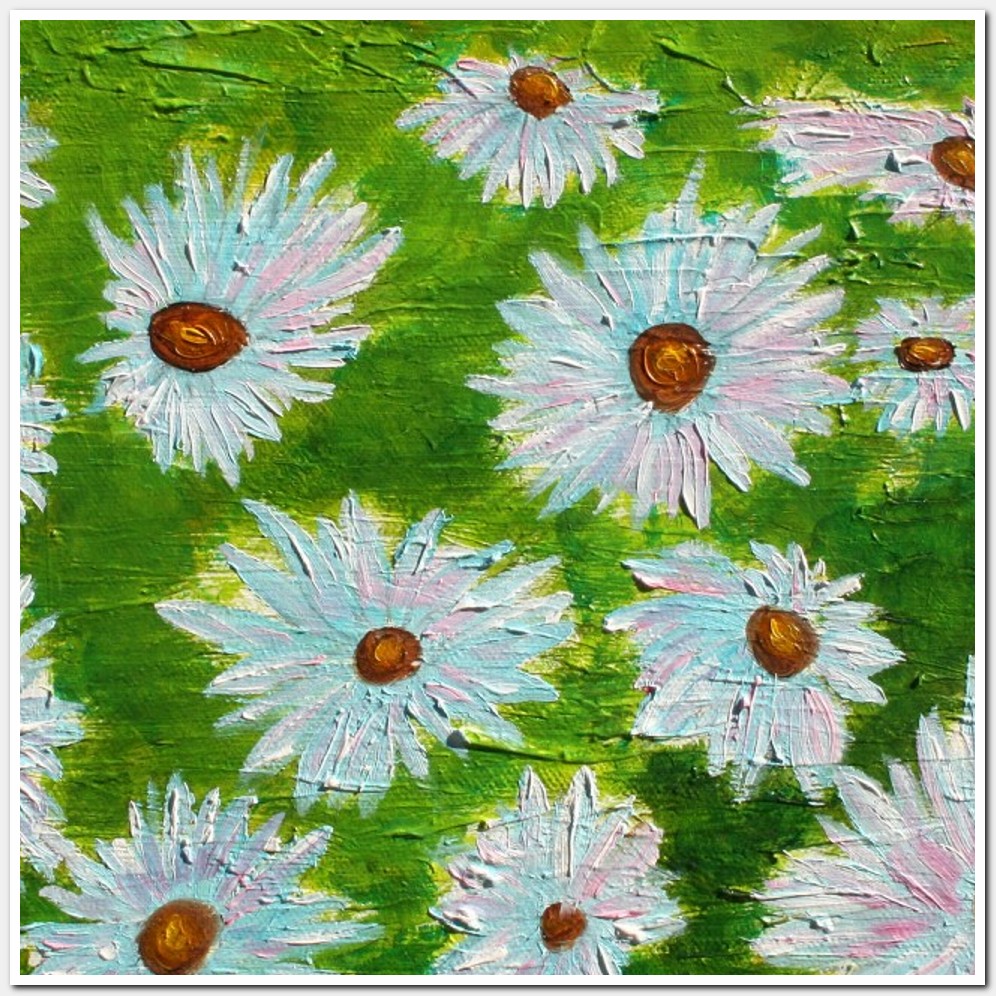 Painting titled 'Garden of Daisies. Floral' by Monica Fallini