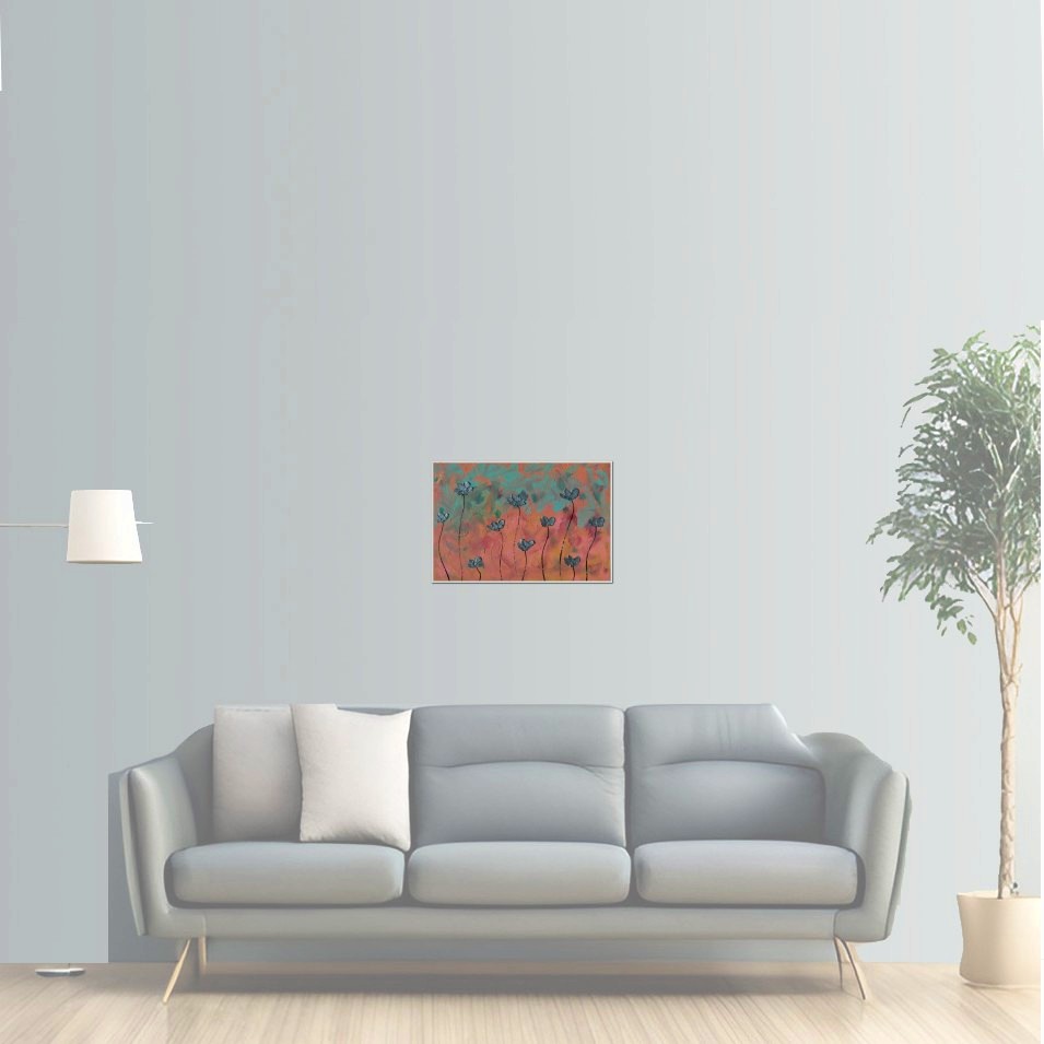 Painting titled 'Dancing silver Poppies, grey Poppies' by Monica Fallini