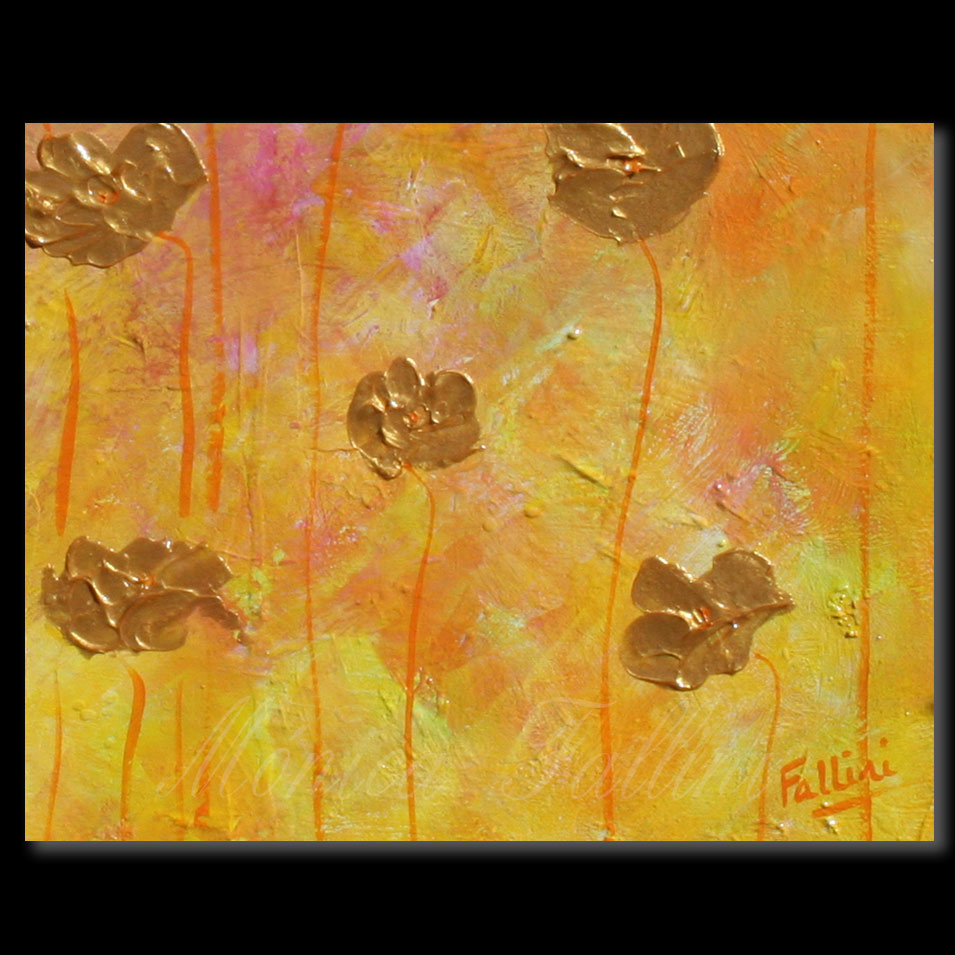 Painting titled 'Sunset with gold Poppies' by Monica Fallini