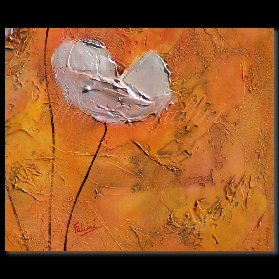 Painting titled 'Pearl Poppies at sunset' by Monica Fallini