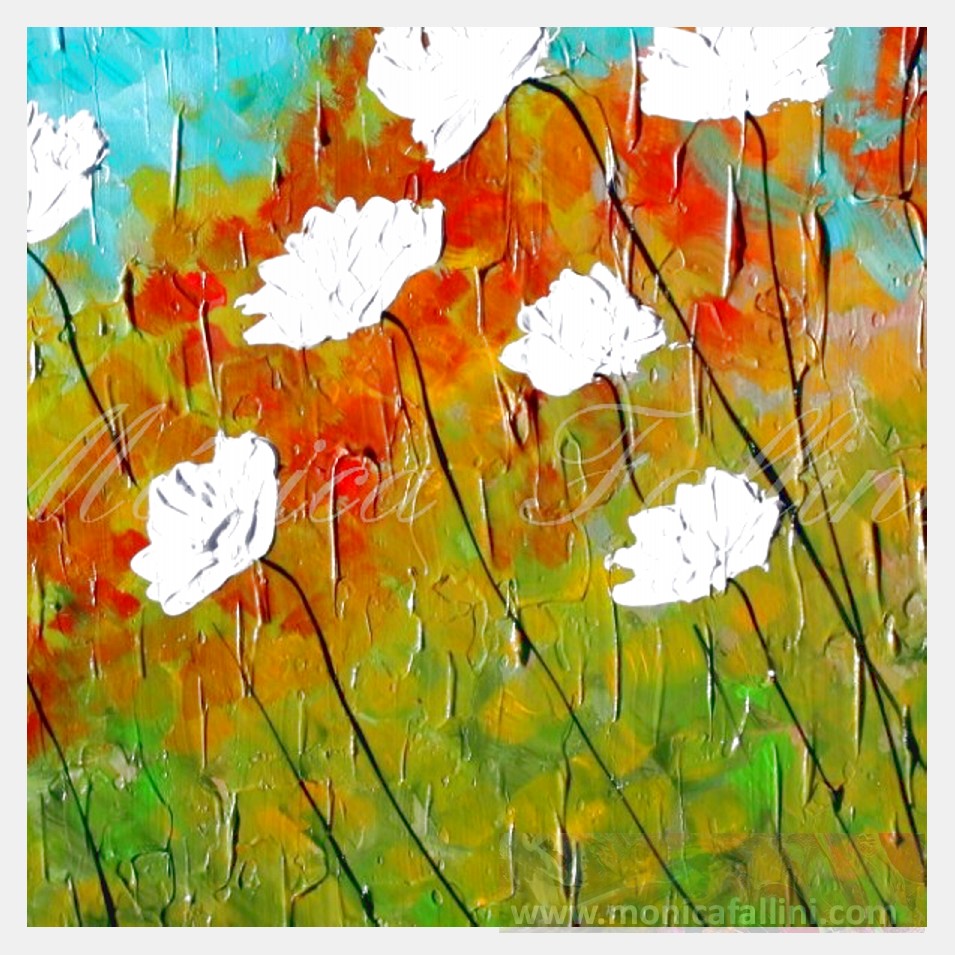 Painting titled 'Autumn Poppies, white Poppies' by Monica Fallini