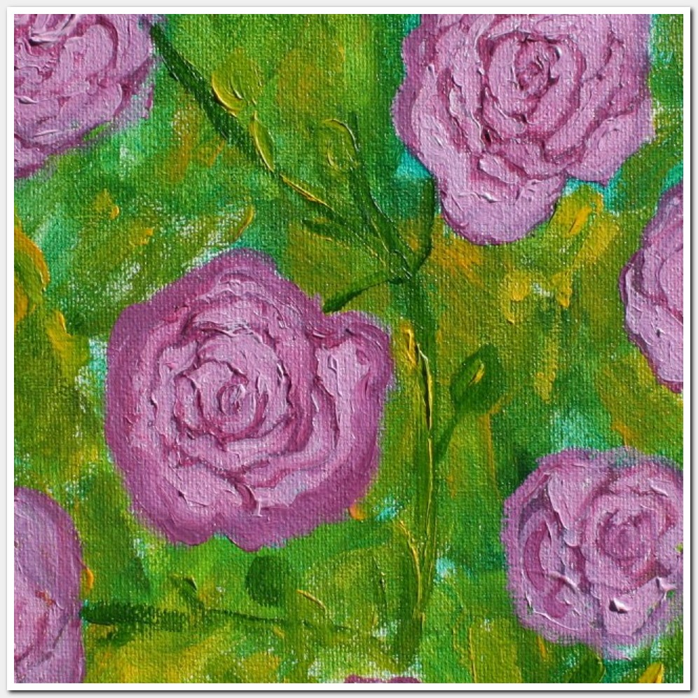 Painting titled 'Pink Roses. Floral.' by Monica Fallini