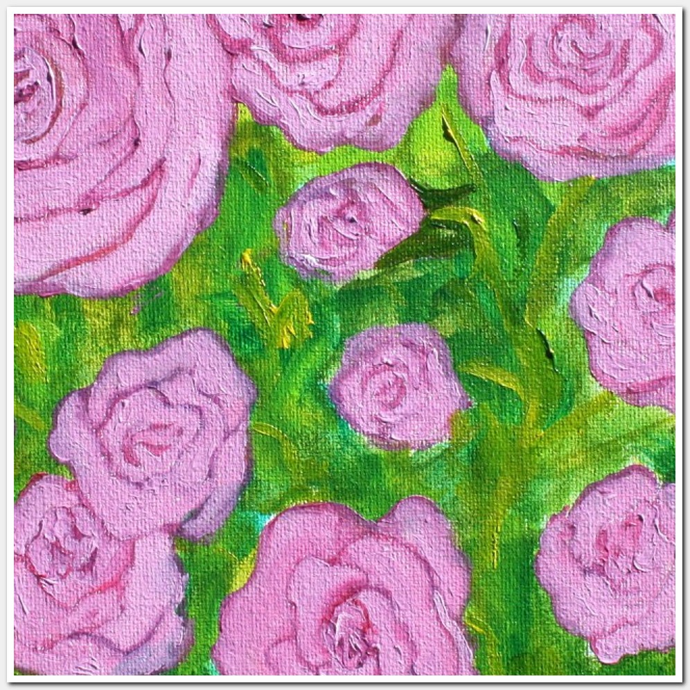 Painting titled 'Pink Roses. Floral' by Monica Fallini