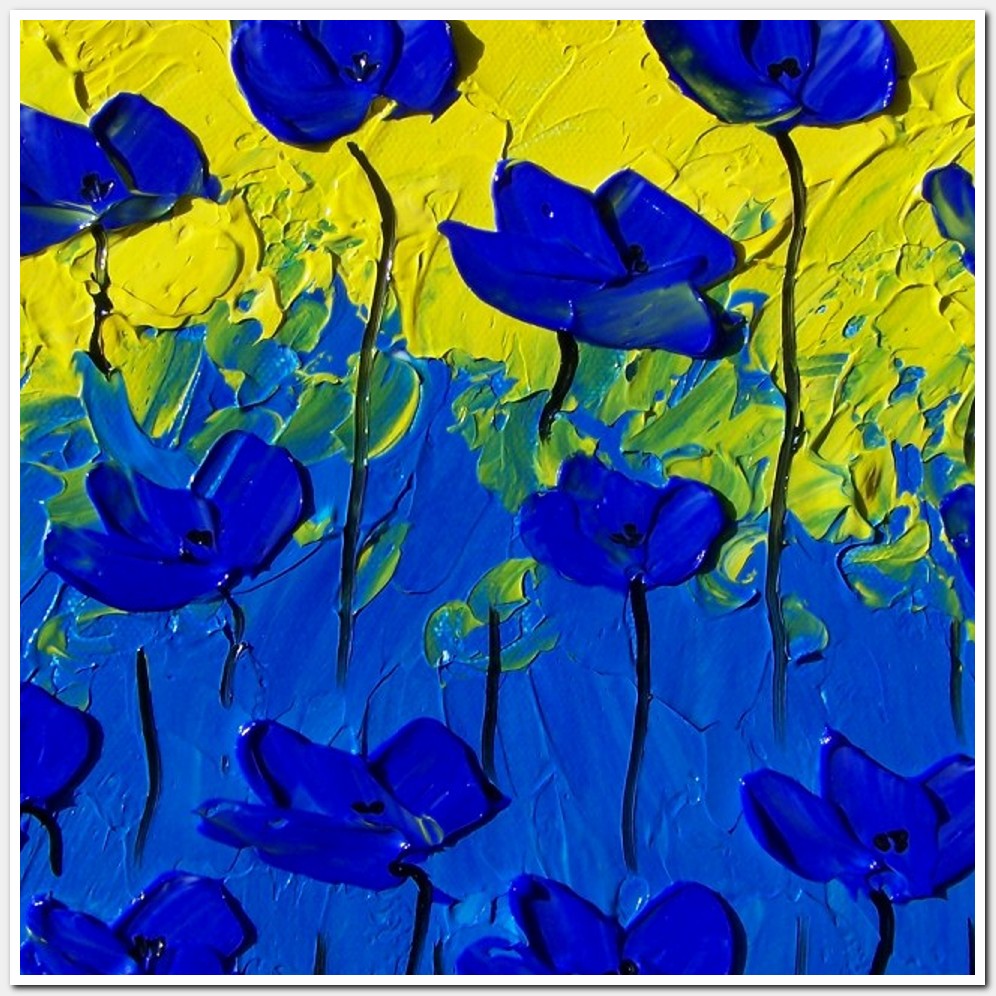 Painting titled 'Ocean blue Poppies on a sunny day # 1' by Monica Fallini