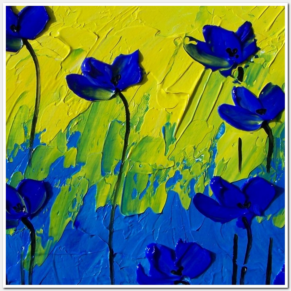 Painting titled 'Ocean blue Poppies on a sunny day # 2' by Monica Fallini