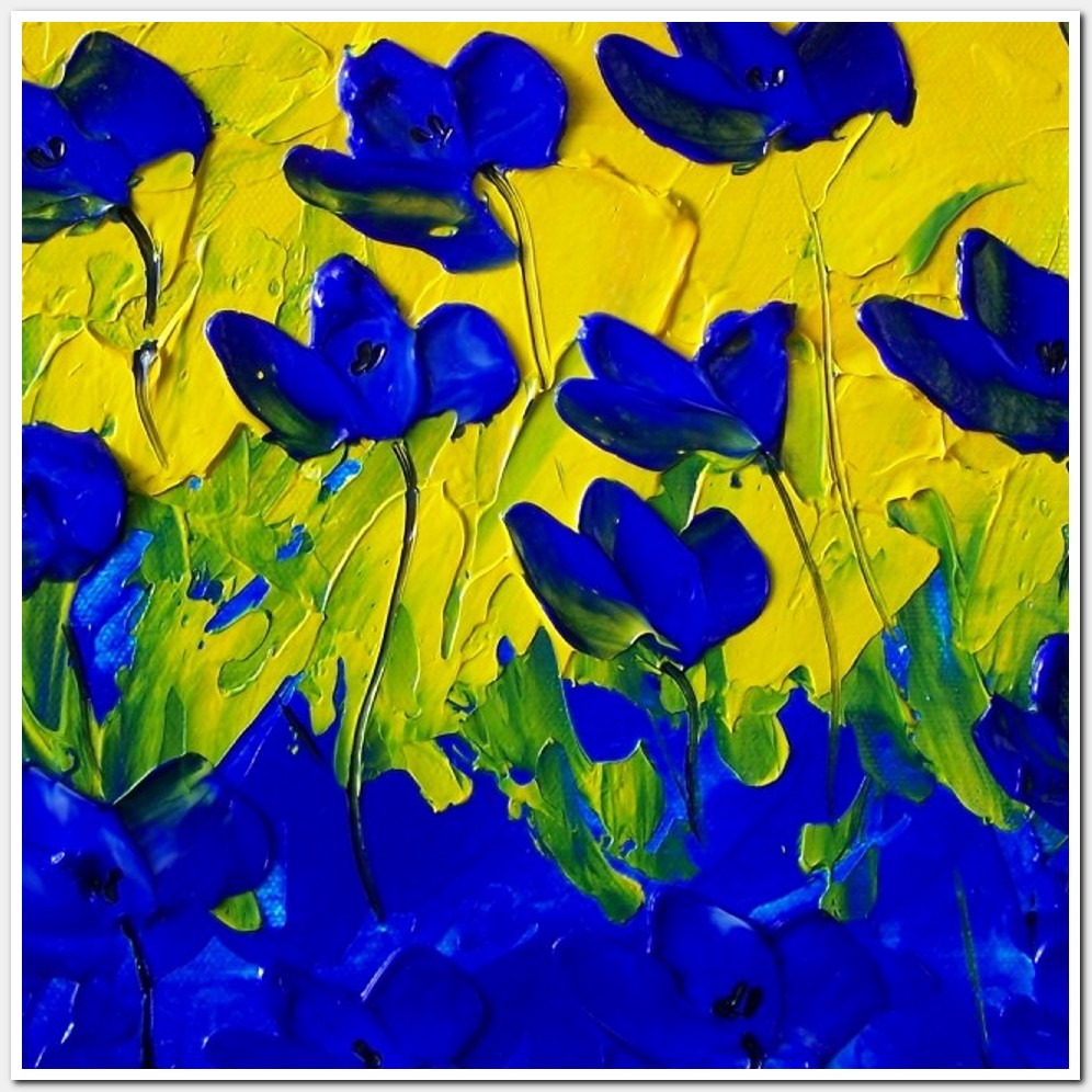 Painting titled 'Ocean blue Poppies on a sunny day # 3' by Monica Fallini