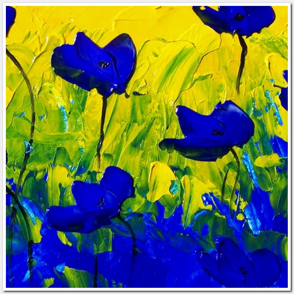 Painting titled 'Ocean blue Poppies on a sunny day # 4' by Monica Fallini